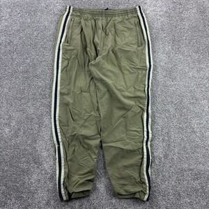 Vintage Silver Edge Track Pants Mens M Olive Green Lined Ankle Zip Swishy Stripe